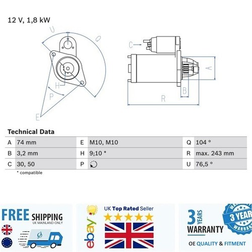 Starter 0986018680 for - , toyota