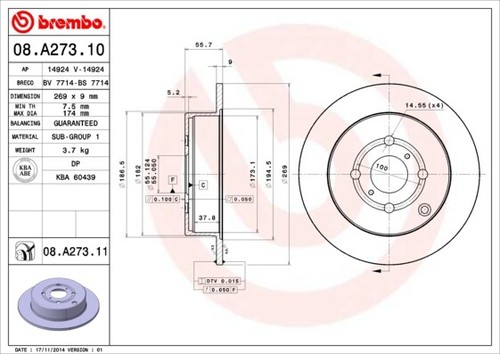 A273 brembo brake - 08.a273.11,